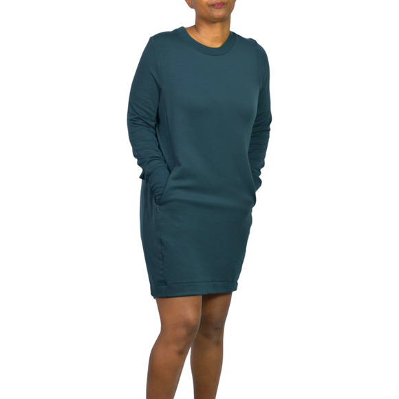 Athleta Coaster Luxe Sweatshirt Dress Green Pocket Pullover Tencel Jersey Medium - Picture 8 of 16
